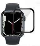 Apple Watch 7 üvegfólia fekete kerettel, PMMA, akril, 9H, edzett, teljes felületen feltapad, 45mm, Akril Full Glue