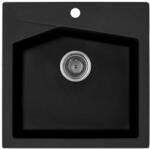 Metalac Linea 50 Metalac Xgranit Gránit Mosogatótálca - Extra mély, Egymedencés, Négyzet, Szemcsés Fekete (189151)