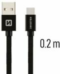 SWISSTEN Adatkábel Swissten USB-C Fast Charge 3A 0, 2 m Fekete fonott