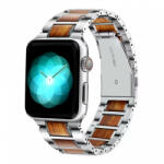 XPRO Apple Watch rozsdamentes acél fa berakással szíj Ezüst / Barna 42mm/44mm/45mm/49mm - redmobilshop