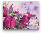 Számfestő Lila Tulipán Pillangókkal - számfestő készlet (ujszam079)