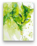 Számfestő Absztrakt Zöld Macska - számfestő készlet (cats084)