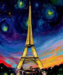Számfestő Eiffel Torony Csillagos Éj - gyémántszemes kirakó (I15528)
