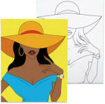 Számfestő Sárga kalapos hölgy - előrerajzolt élményfestő készlet (elmenyfesto023)