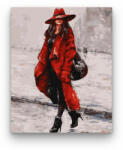Számfestő Piros kabátos nő - számfestő készlet (crea551)