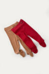 BabyCosy Set 2 pantaloni cu botosei bebe unisex din bumbac organic si modal - Maro/Rosu, Baby Cosy (CSYM11603-3)