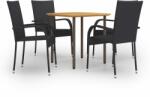 vidaXL 5 részes fekete polyrattan 3072485