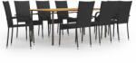 vidaXL 9 részes fekete polyrattan 3072505