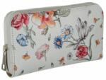 Judu Cipzáros, mezei virágmintás fehér bőr pénztárca (virágos fehér)