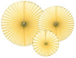 PartyDeco Rozetta dekoráció, 3db, Sárga - arany széllel legyeződekor (LUFI158047)