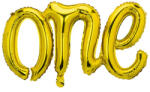 Partydeco Fólia lufi - one Arany felirat, csak csak levegővel tölthető (LUFI344090)