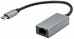 mobilNET Szürke Type-C Ethernet(F) 20 cm-es 1000 Mbps-os fém adapter