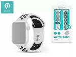 DEVIA ST325021 Devia Apple Watch (42/44/45/49mm) óraszíj, Deluxe Series Sport2, szilikon, fehér-fekete (ST325021)