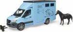 Bruder Transportor de animale Bruder MB Sprinter cu cal, model de vehicul (albastru) (02674)