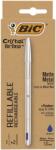 BIC Pix Cristal Re'New, 1.0 mm, albastru, corp din metal, cutie, 1 pix si 2 rezerve Bic 997202