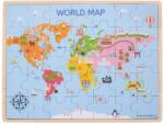 Bigjigs Toys Puzzle din lemn - Harta lumii (35 piese) (BJ098) Puzzle
