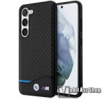 CG Mobile Samsung Galaxy S23 (SM-S911), BMW Leather Carbon mobiltok, Karbon minta, Fekete (BMHCS23S22NBCK)
