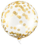 Partydeco Buborék lufi gömb lufi 16" 40cm, arany konfetti mintával (LUFI958606)