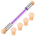  Pensula unghii cu burete pentru Ombre Baby Boomer + 4 rezerve, Nail Art Tool, Purple