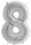  Héliumos fólia lufi, 8-as szám, 65 cm, ezüst (26098S-P)