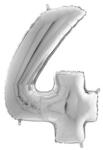  Héliumos fólia lufi, 4-es szám, 65 cm, ezüst (26094S-P)