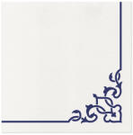 PAW Textilhatású szalvéta 40x40 cm Elegant Frame fehér-kék, 50 db/csomag