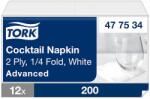 Tork Koktélszalvéta tissue 2 rétegű "fehér" 24x24 cm 200 lap/csomag - Tork