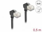 Delock Cablu de retea RJ45 Cat. 6A S/FTP Slim unghi 90 grade jos/jos 0.5m Negru, Delock 80298 (80298)