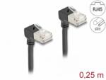 Delock Cablu de retea RJ45 Cat. 6A S/FTP Slim unghi 90 grade jos/jos 0.25m Negru, Delock 80297 (80297)