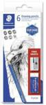 STAEDTLER Grafitceruza készlet, hegyezõvel, radírral, hatszögletű, STAEDTLER "Mars Lumograph 100", 6 különbözõ keménység (8 db) (TS61100C6)