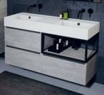 RIHO LIVIT GLAZE TOP fürdőszobabútor 120x56cm (unit46) - matt fekete depla mosdó, 2 csaplyuk