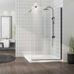 Fluminia Paravan de dus tip Walk-in Fluminia Foxy Black 80x200 cm profil negru mat Easy Clean (W01SC01BL-80-V1)
