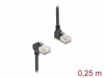 Delock Cablu de retea RJ45 Cat. 6A S/FTP Slim unghi 90 grade sus/jos 0.25m Negru, Delock 80291 (80291)