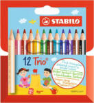  Színes ceruza készlet, háromszögletű, vastag, rövid, STABILO "Trio", 12 különböző szín (COTST2051201)