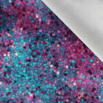 Takoy Téli softshel anyag magenta és türkiz glitteres nyomtatás imitáció
