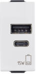 Vimar Priza USB tip A+C 1M 15W 5V Vimar Neve alb 09292. AC. 15 (09292.AC.15)