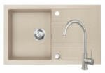 FERRO Set Chiuveta Ferro Mezzo II 1 Cuva si Picurator 780x480 mm, nisip si Baterie Ferro Camira Inox - stativa bucatarie cu pipa lebada, mobila (DRGM48/78SA+BCR4)