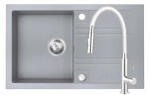 FERRO Set Chiuveta Ferro Mezzo II 1 Cuva si Picurator 780x480 mm, gri si Baterie Ferro Zumba Slim 2F - baterie stativa bucatarie cu pipa flexibila, alb (DRGM48/78GA+BZA43W)
