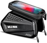 WildMan Univerzális, kerékpáros / biciklis tartó, táska, 6.5", vázra szerelhető, több fakkos tároló, vízálló, fülhallgató kimenet, WildMan XXL, fekete (113784) (113784)