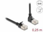 Delock Cablu de retea RJ45 Cat. 6A S/FTP Slim unghi 90 grade sus/drept 0.25m Negru, Delock 80285 (80285)