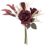 Valex Decor Rózsa selyemvirág csokor, 41.5cm magas - Vörös (AF010-03)