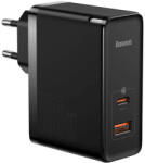 Baseus GaN USB-C + USB fali töltő, 100W + 1m kábel (fekete) (CCGP090201)