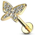  Labret Arany színű, köves pillangó dísszel