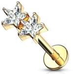  Labret két cirkónia Átlátszó csillaggal Arany sz