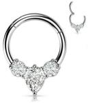  Karika orvosi acélból körte alakú kővel Ezüst sz