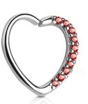  Fülpiercing szív alakú piros kövekkel (balos)
