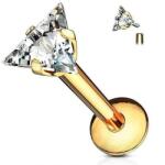  Labret Arany színű, Háromszög átlátszó kővel
