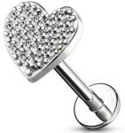  Labret Ezüst színű, köves szív dísszel
