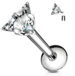  Labret Ezüst színű, Háromszög átlátszó kővel