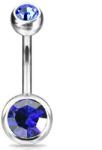  Köldök piercing titánból, Kék kövekkel